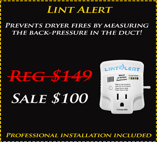 Lint Alert Dryer Vent Monitor $100 installed